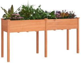 barna tömör fenyőfa kerti ültetőláda béléssel 161x45x76 cm