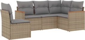 vidaXL 5 részes vegyes bézs polyrattan kerti ülőgarnitúra párnákkal