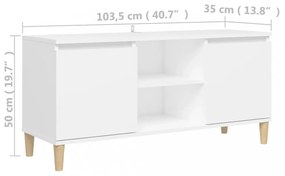 fehér TV-szekrény tömör falábakkal 103,5 x 35 x 50 cm