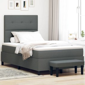 Box spring ágy matraccal és pad sötétszürke 120x190 cm szövet