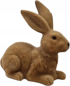 Húsvéti figura Fekvő Nyuszi Flokkolt Dekoráció Barna