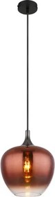 Globo 15548HG Függeszték fém fekete matt, fém fekete-króm, réz színű/átlátszó színátmenetes üveg búra, fekete textil kábel, ø: 240mm, M: 1200mm, 1x E27 60W 230V izzó nélkül