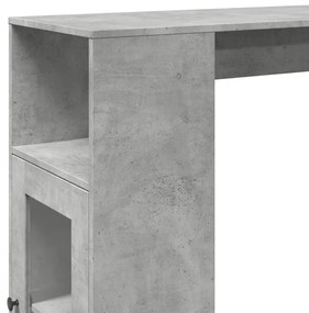 betonszürke szerelt fa tárolórekeszes bárasztal 101x40x103,5 cm