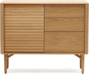 Natúr színű alacsony komód tölgyfa dekorral 105x86 cm Lenon – Kave Home