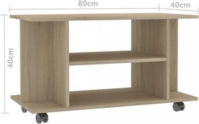 sonoma tölgy színű szerelt fa TV-szekrény görgőkkel 80x40x45 cm