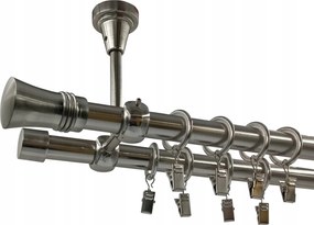 Mennyezeti Fém Függönykarnis 19+19mm galvanizált Nikkel 400cm MIX Végek