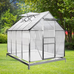 M4 polikarbonát kerti üvegház alappal, 250x190x195cm, átlátszó Gardebruk