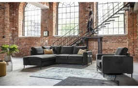 Sötétszürke bársony kinyitható sarokkanapé (bal oldali) Lofty Lilly – Miuform