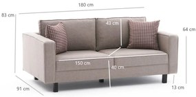 Kétszemélyes kanapé Kale Linen - Krém