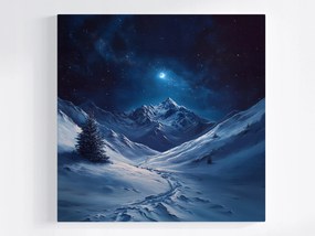 Poszter Tájkép Magas Hegyek Éjszaka Hold Tél Hó 40x40