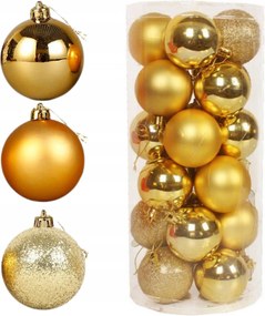 Arany Karácsonyfadísz Szett 18 Db-os Karácsonyi Csillámos Klasszikus