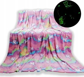 Sötétben Világító Takaró 150x200 gyerekeknek puha kedves Glow Unikornisok