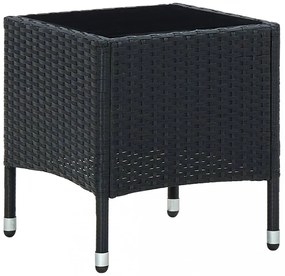 fekete polyrattan kerti asztal 40 x 40 x 45 cm