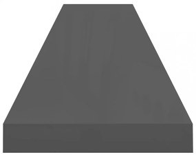 2 db magasfényű szürke MDF lebegő fali polc 120 x 23,5 x 3,8 cm