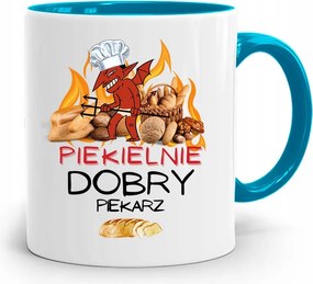 Kék Bögre Pokolian Jó Péknek, fényképes nyomattal