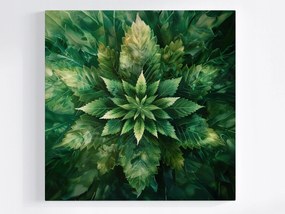 Vászonkép Canvas Mandala Kender Levél Zöld Természet Botanika 80x80