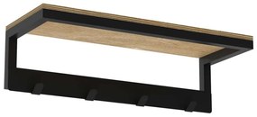 Fali törölközőtartó polccal 10x40 cm fekete