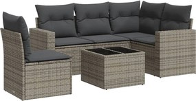 vidaXL 6 részes szürke polyrattan kerti ülőgarnitúra párnákkal