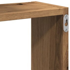 kézműves tölgy színű szerelt fa fali kocka polcok 68x15x68 cm