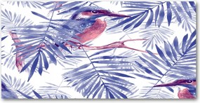 Fotó-kép edzett üveg Növények és madár 140x70