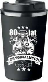Prémium Termo Bögre fekete vicces ajándék 80 éves Születésnapra KT_402
