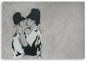 Gario Vászonkép Csókolózó rendorök, Banksy falfestmény Méret: 100 x 70 cm