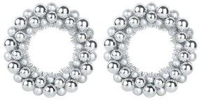 Karácsonyi labda koszorúk 2 pcs Ezüst 33 x 33 x 7 cm