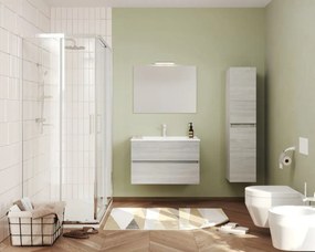 Easy 80cm-es két fiókos fürdőszobaszekrény szürke tölgy + mosdó