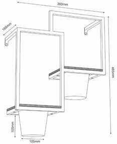 Fali virágcserép 46x36 cm fekete