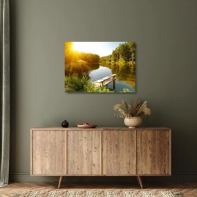 Kép - Tó az erdőnél (üvegen) (70x50 cm)