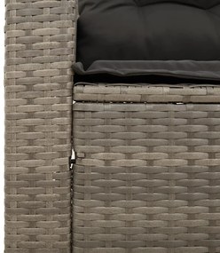 vidaXL 5 részes szürke polyrattan akácfa kerti ülőgarnitúra párnákkal