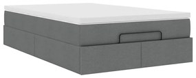Ottomán ágykeret matraccal sötétszürke 120x190 cm szövet
