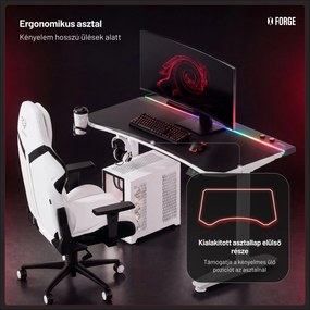 Elektromos RGB gamingasztal tartókkal, fekete-fehér, 120 cm: Diablo X-Forge 1200