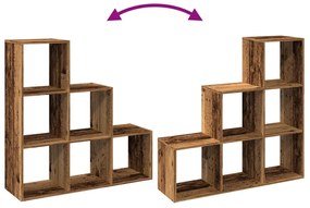 3 szintes antik fa színű fa elválasztó könyvespolc 99x29x99 cm