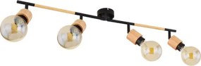 Globo 54031-4 Spotlámpa fém matt fekete váz, fa betéttel kombinálva. HxSZxM:800x80x170, fényforrás nélkül 4xE27 40W 230V