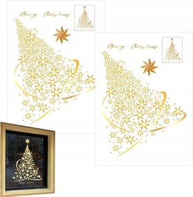 2db Karácsonyi arany matricák Statikus falmatricák/ablak/ajtó Diy