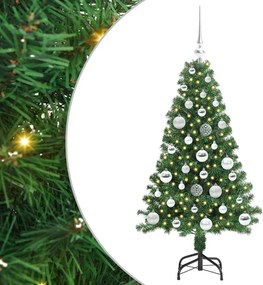 vidaXL Mű karácsonyfa 150 LED-del Zöld 120 cm PVC és Acél és Műanyag