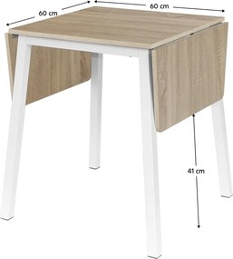 Étkezőszék, MDF fóliázott/fém, tölgy sonoma/fehér, 60-120x60 cm, MAURO