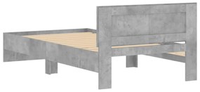betonszürke szerelt fa ágykeret fejtámlával 100x200 cm