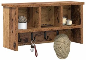 Fali Kabáthorog polcokkal Régi fa 50 x 16 x 26 cm Faanyag