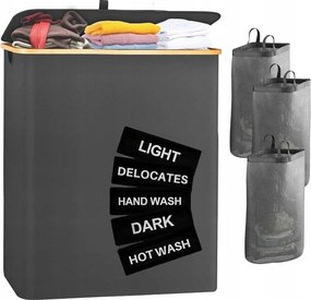 Szennyestartó Kosár 3 szoba Tartály 156L Szürke Összecsukható