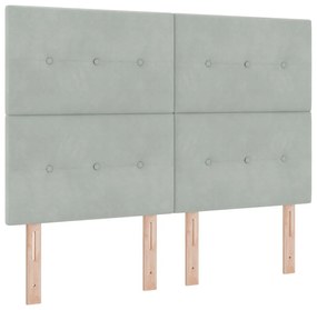 Boxspring Ágy Matrac nélkül Világosszürke 140x200 cm Bársonyos