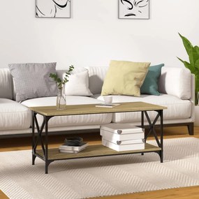 Fekete szerelt fa és vas dohányzóasztal 100 x 45 x 45 cm