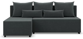 Nobu sarokkanapé, bársony, univerzális oldal, szürke