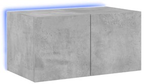 betonszürke falra szerelhető TV-szekrény LED-del 60x35x31 cm
