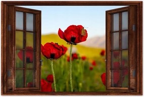 Poszterek 120x80 Piros pipacs Virágok Hegyek