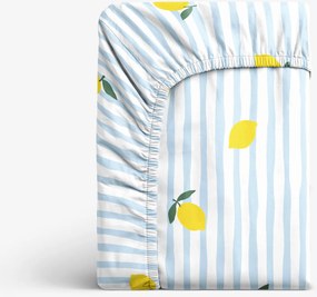Goldea pamut gumis lepedő - friss citromok csíkokkal 160 x 200 cm