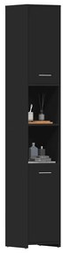 Fekete szerelt fa fürdőszobaszekrény 30 x 30 x 183,5 cm