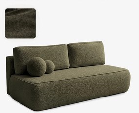 ARVETO ágyazható kanapé olívazöld bouclé kárpittal
