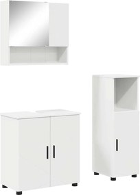 vidaXL Fürdőszoba bútor szett tárolóval 3 pcs Fehér Faanyag & Fém
